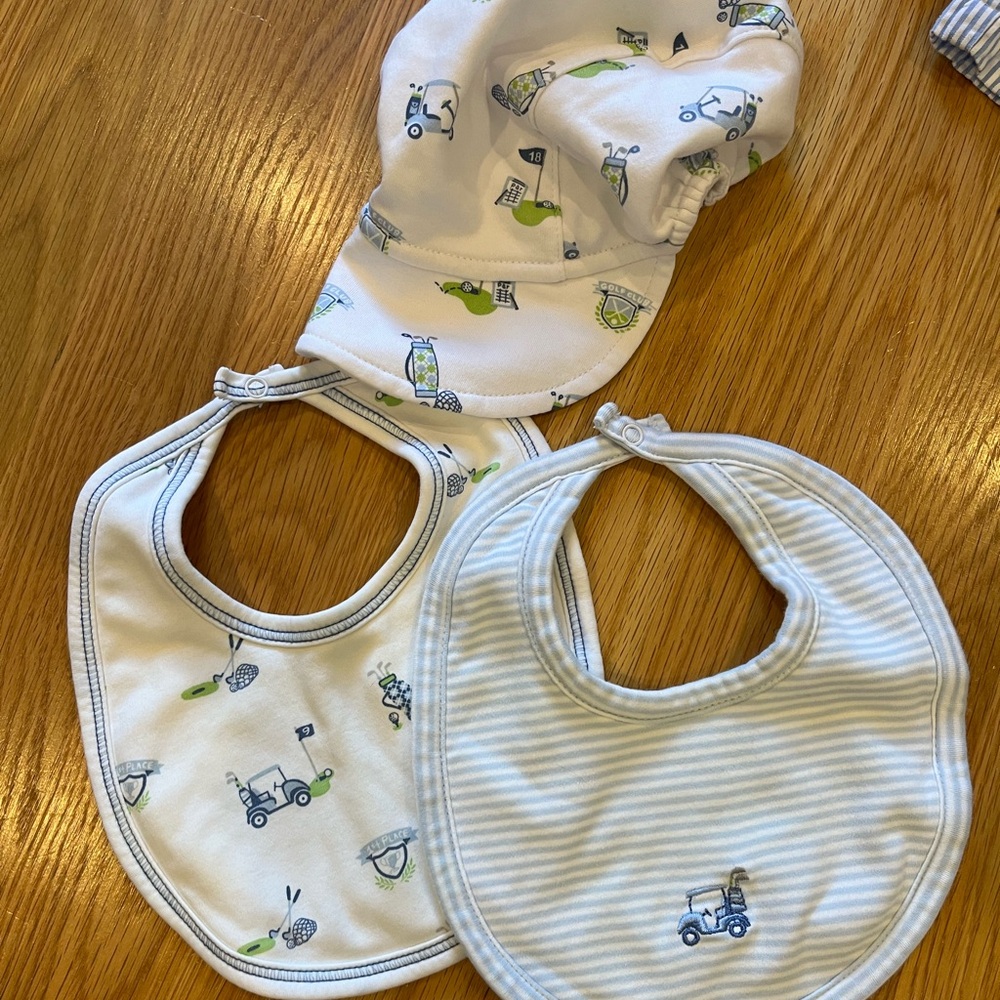 Kissy kissy golf bibs and hat